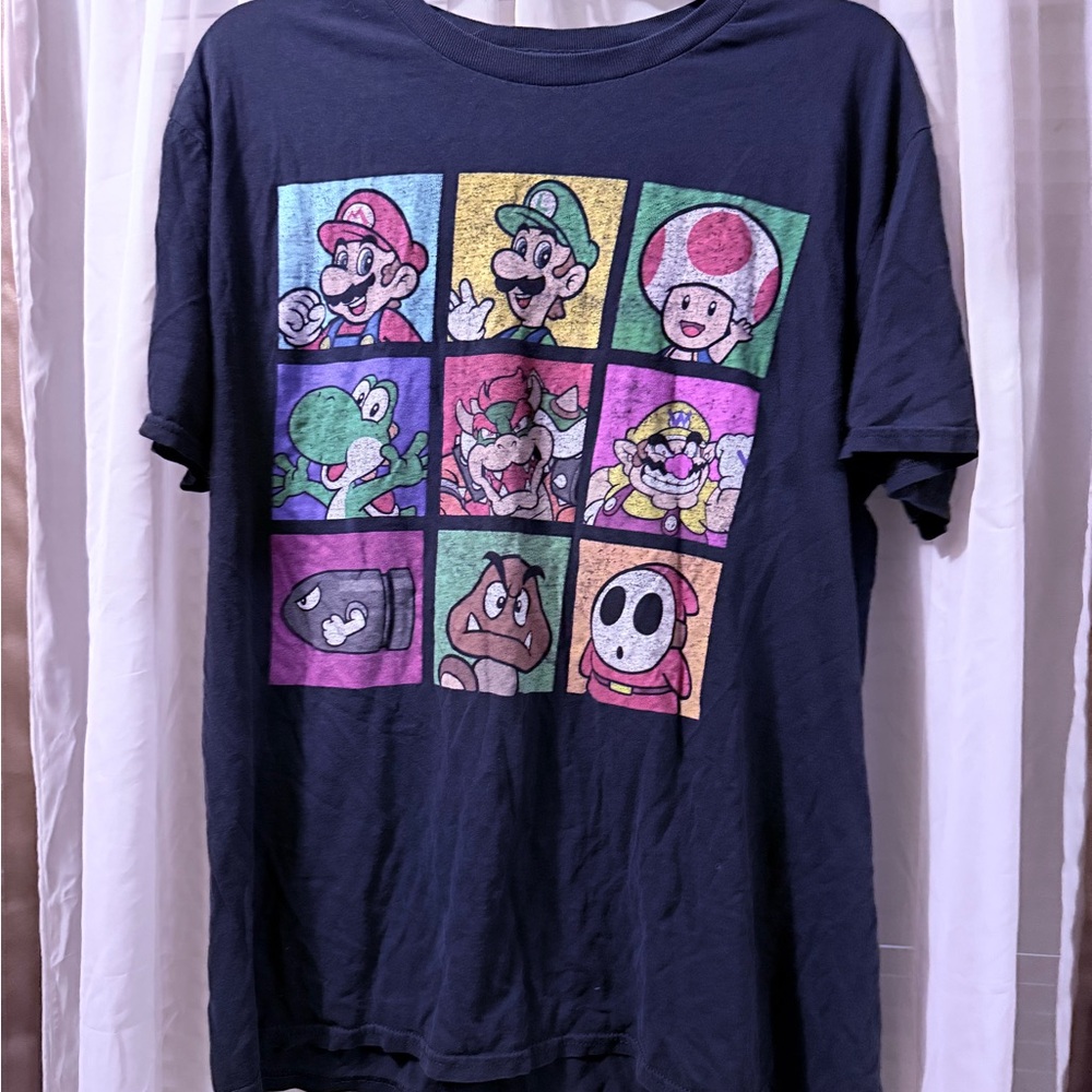 Graphic Mario T-Shirt with Colorful Character Grid